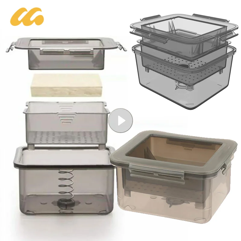 Tofu Press Presser Dishwasher Safe Tofu Press Mould Built-in Water Removal Drainer Gadget Soybean Curd Presser Kitchen Tool Set kitchen utensils tofu mold