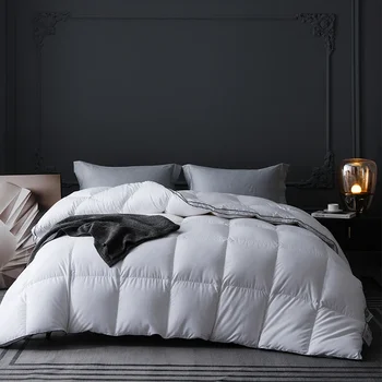 Couette haut de gamme en duvet d'oie blanc pur 95% – Couettes respirantes, moelleuses et hypoallergéniques, Queen Size pour l'été, l'hiver et l'automne 1