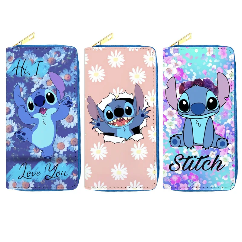 

Disney cartoon cute Stitch wallet lady zipper tassel key coin purse student wallet card holder Coin Purses