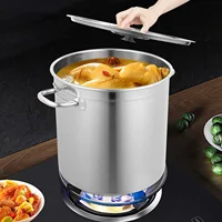 Casserole en acier inoxydable 35L avec couvercle, compatible induction, pour familles et soupes, résistante aux hautes températures, argentée 3