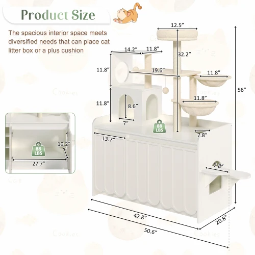 Cat Tree with Litter Box Enclosure 6