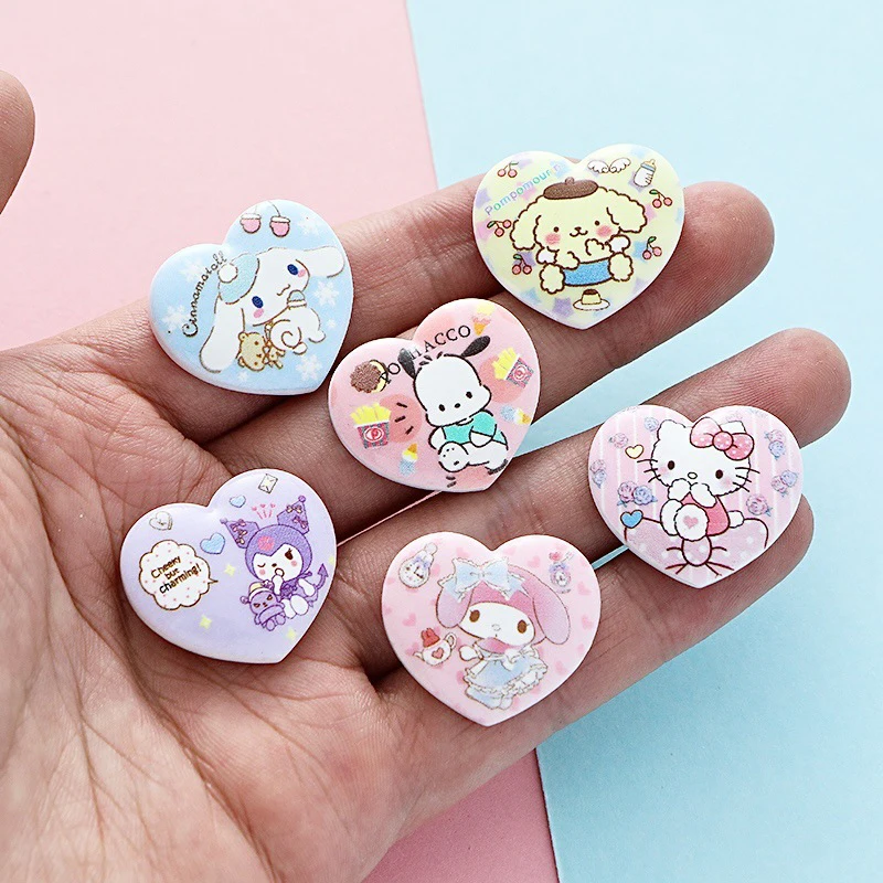 

Lovely Mini Cartoon Sanrio Heart-Shaped Animal Pattern Resin Handicraft For DIY Scrapbook Jewelry Hairpin Accessories Decoration