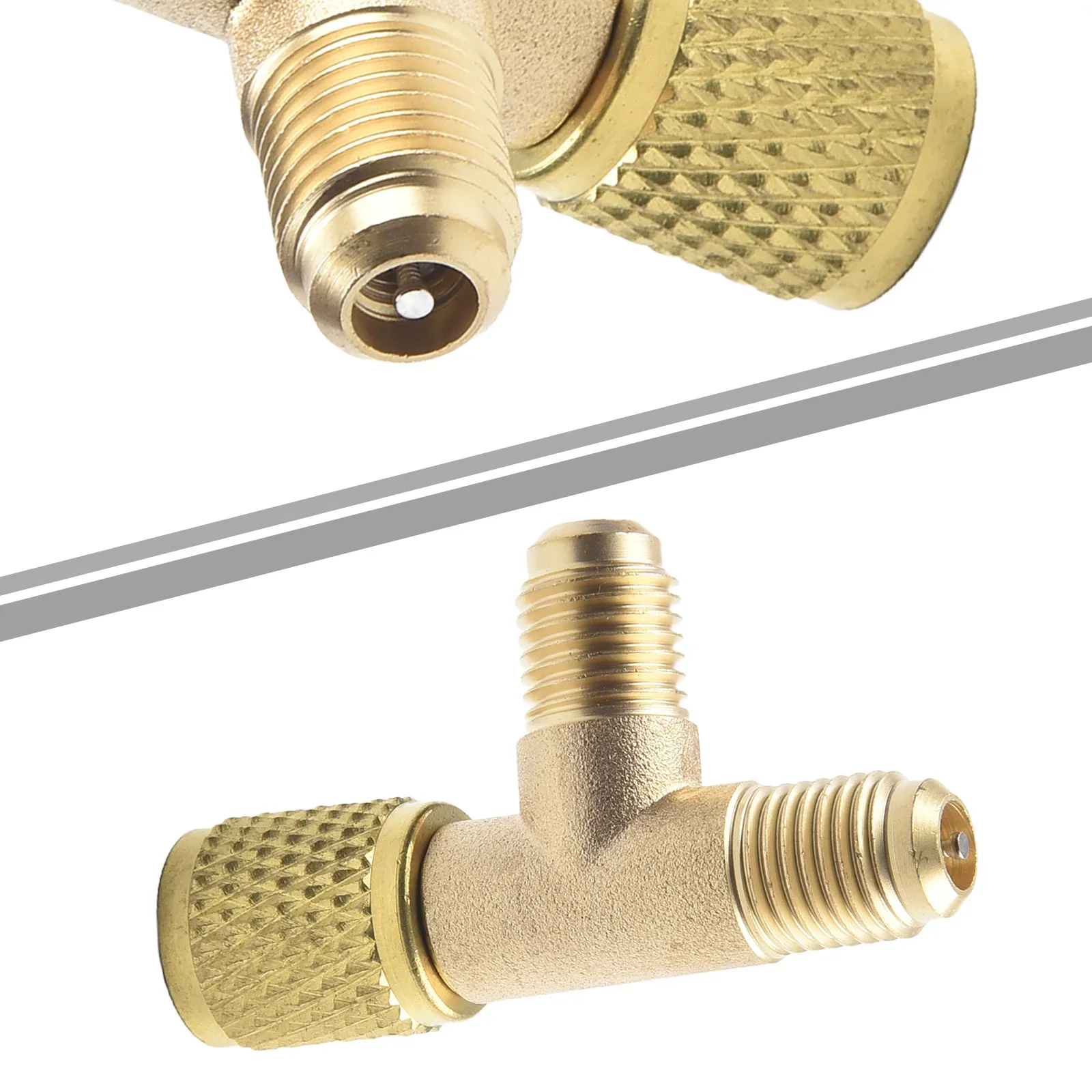 Quick Coupler Tee Adapter Valve Core Tee Adapter Brass For R22 R12 R134 Home Car Accessories For Repairing Or Replacing