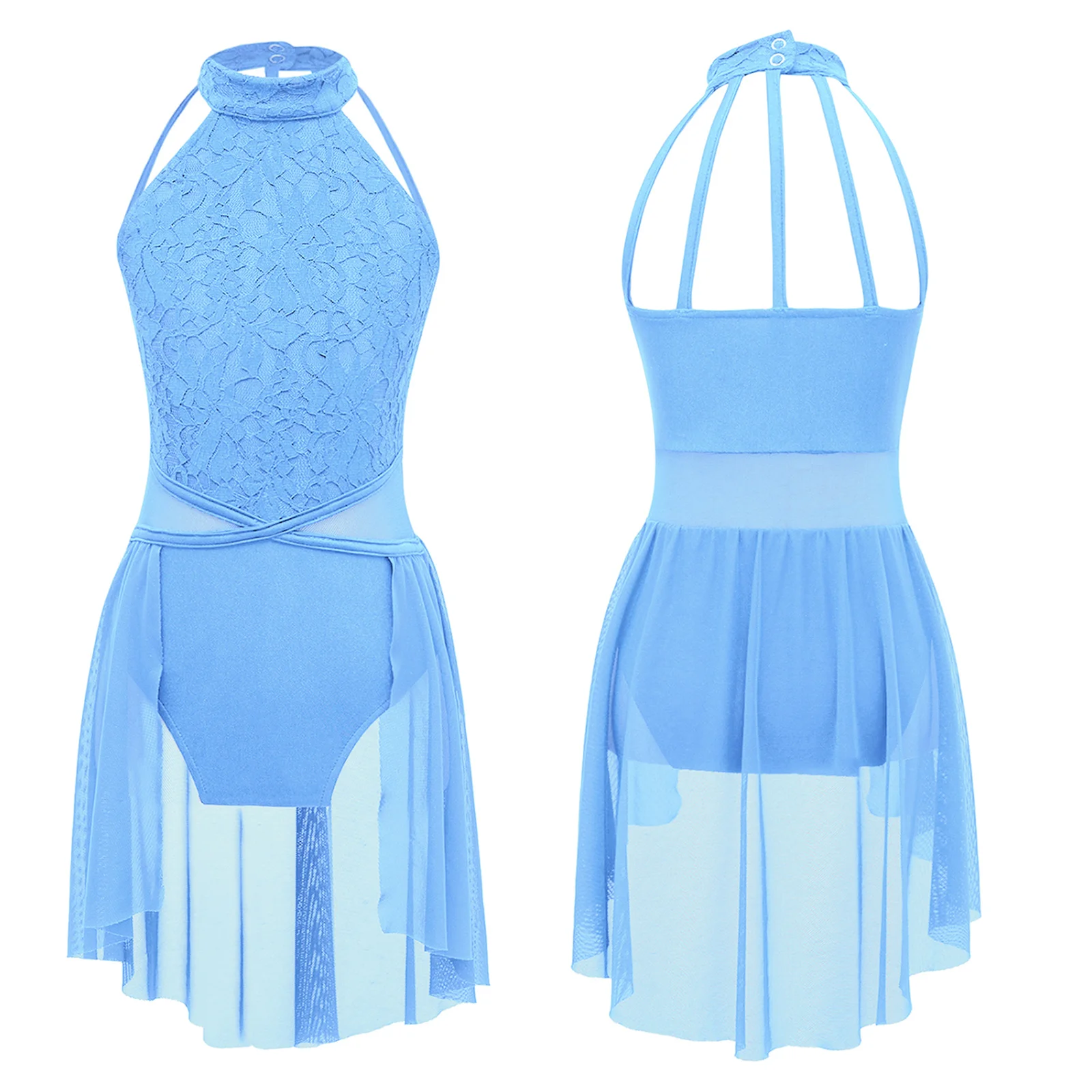 

Kids Girls Ballet Dress Halter Gymnastics Workout Lyrical Contemporary Dance Leotard Ballerina Costume Figure Skating Dancewear