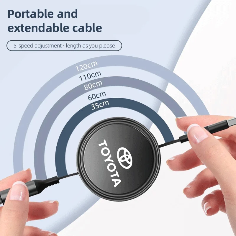 차량용 USB 고속 충전 엠블럼, 도요타 수프라, 아이고, 프라도, RAV4, 힐럭스, 야리스, 코롤라 4, 러너 캠리용, 3 인 1 개폐식 케이블, 100W