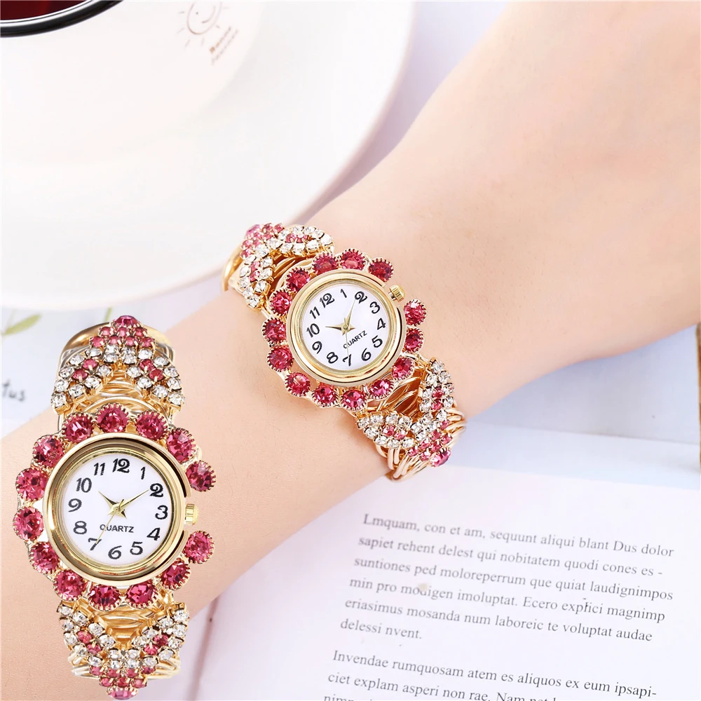 

Часы наручные женские кварцевые с браслетом, модные брендовые цифровые со стразами, Роскошные, подарок для женщин