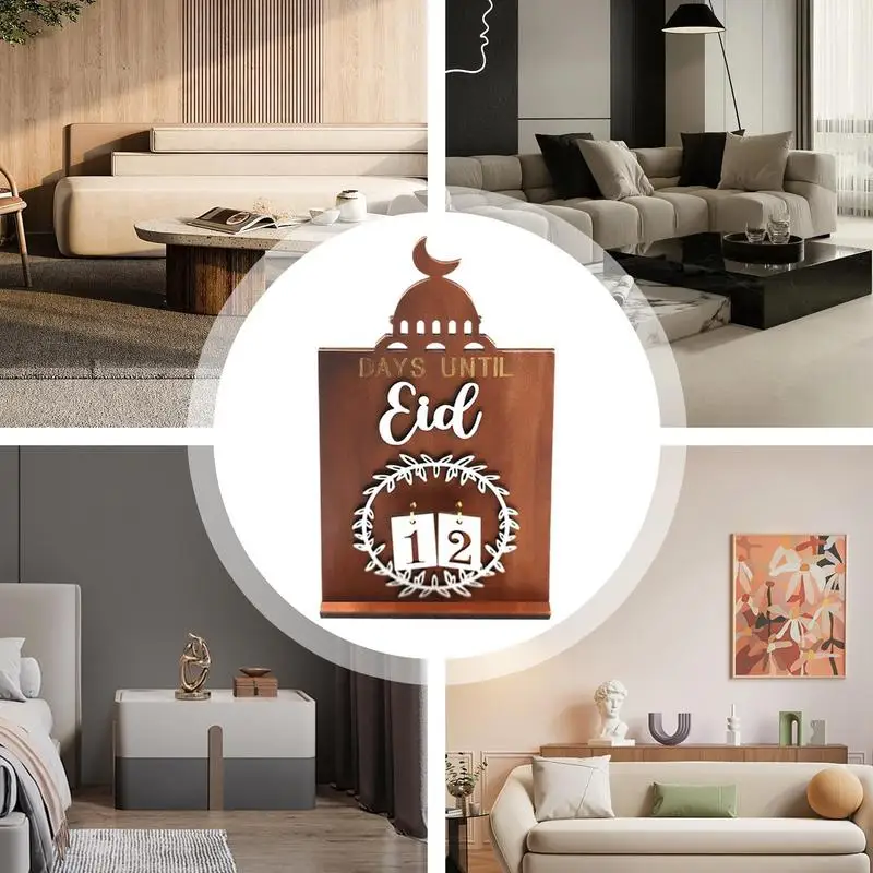 나무 Eid 강림절 달력 장식, 나무 성 강림절 달력, 나무 카운트다운 달력 장식, 선반용 Eid 장식