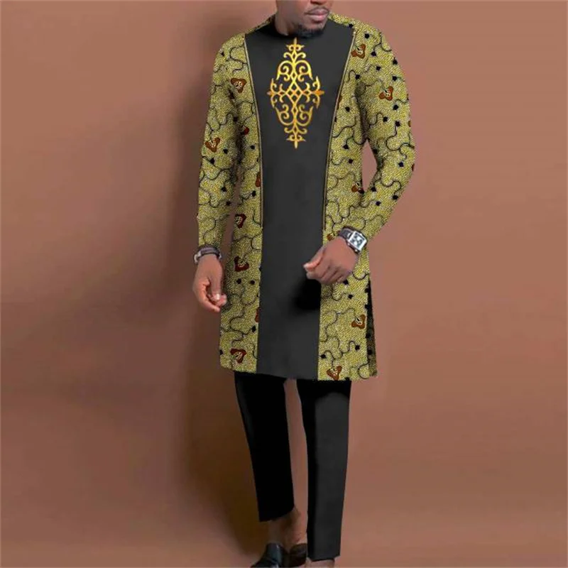 Men\'s casual fashion luxury geometric print two-piece set