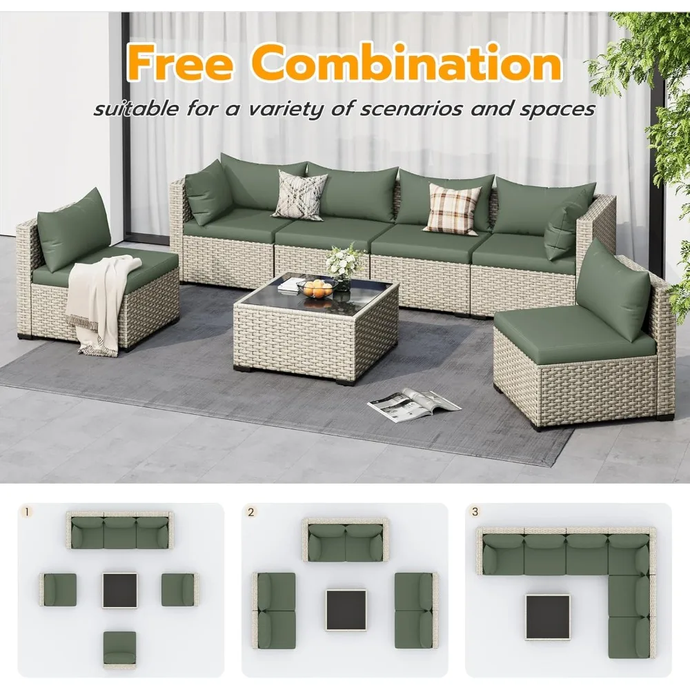 7-Piece Outdoor Wicker Sofa Set 5