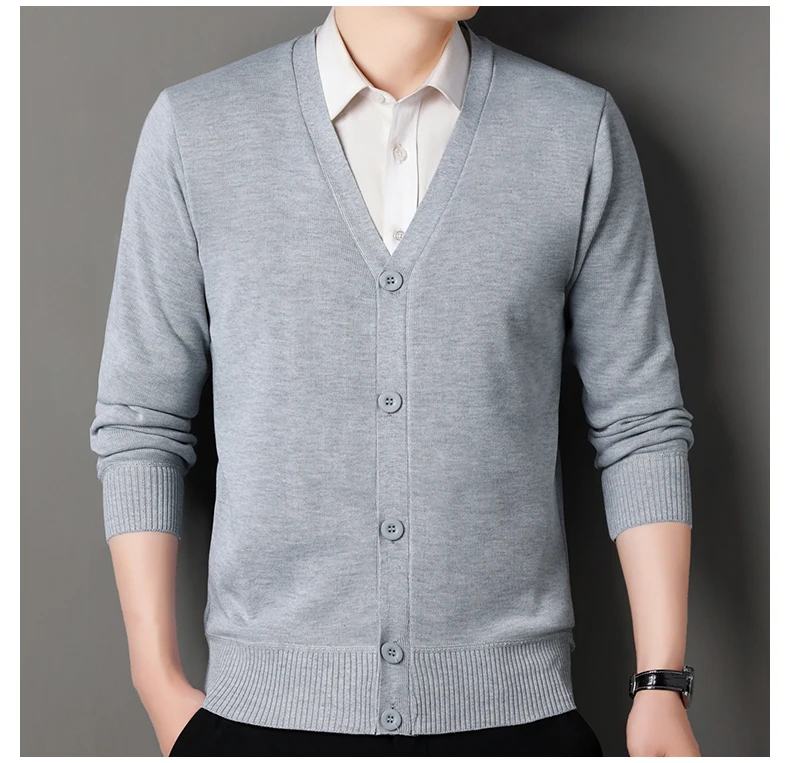 Männer Smart Casual Strickjacke V-ausschnitt Pullover Männer der Herbst Winter Kleidung Taste Stricken Strickjacken Herren Stricken Pullover Outwear – Detail 14