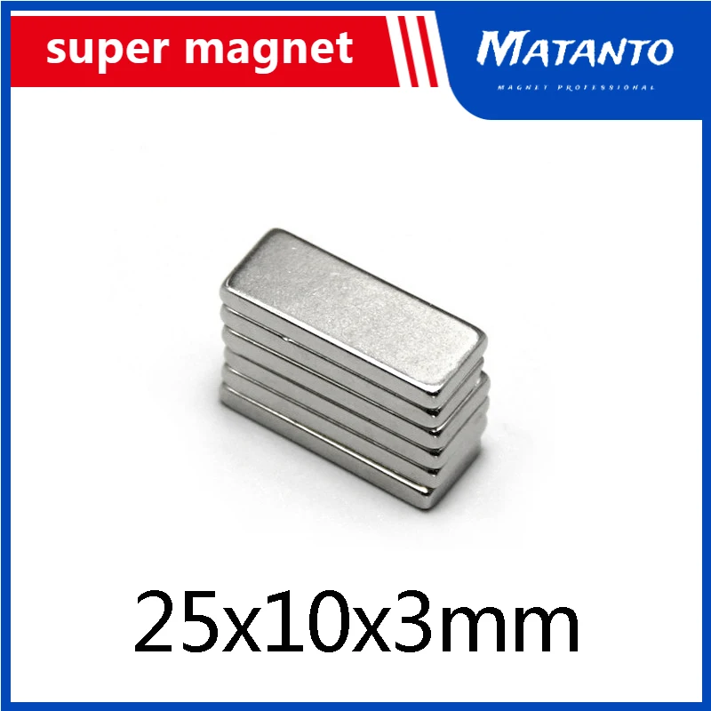 

30/50/100PCS 25X10X3mm N35 Square Super Strong Magnetic Magnets 25mmX10mmx3mm Permanent Neodymium 25x10x3mm Block Magnet 25*10*3