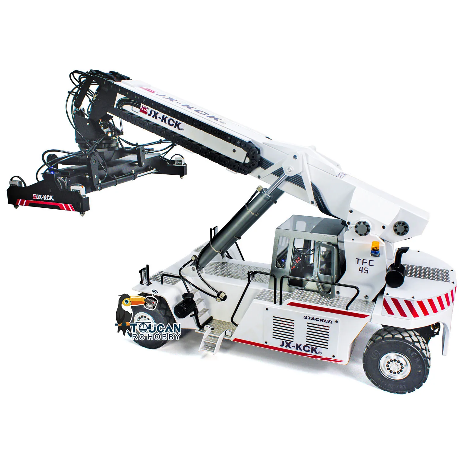 1/14 Scale RC Hydraulic Reach Stacker JX KCK TFC45 with 5-way Reversing Valve Lights PL18EVLite Radio Control Container Handler 4