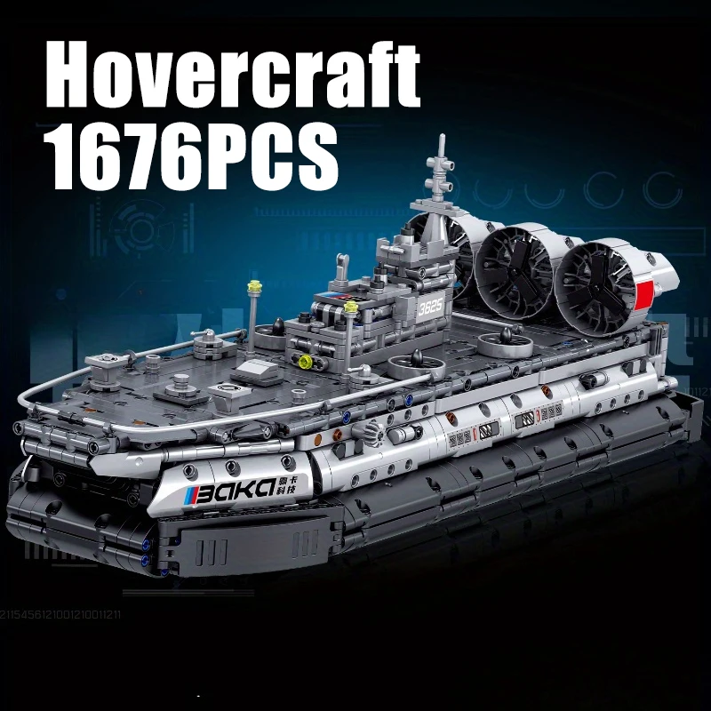 1676PCS Bison Hovercraft Building Blocks Military Ship Assembly Bricks Toys Sets Desktop Ornaments Educational Toys For Gifts 1