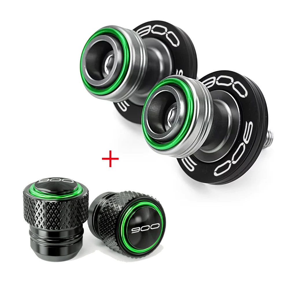 Enhanced Motorcycle Swingarm Spools and Tire Valve Cap Set