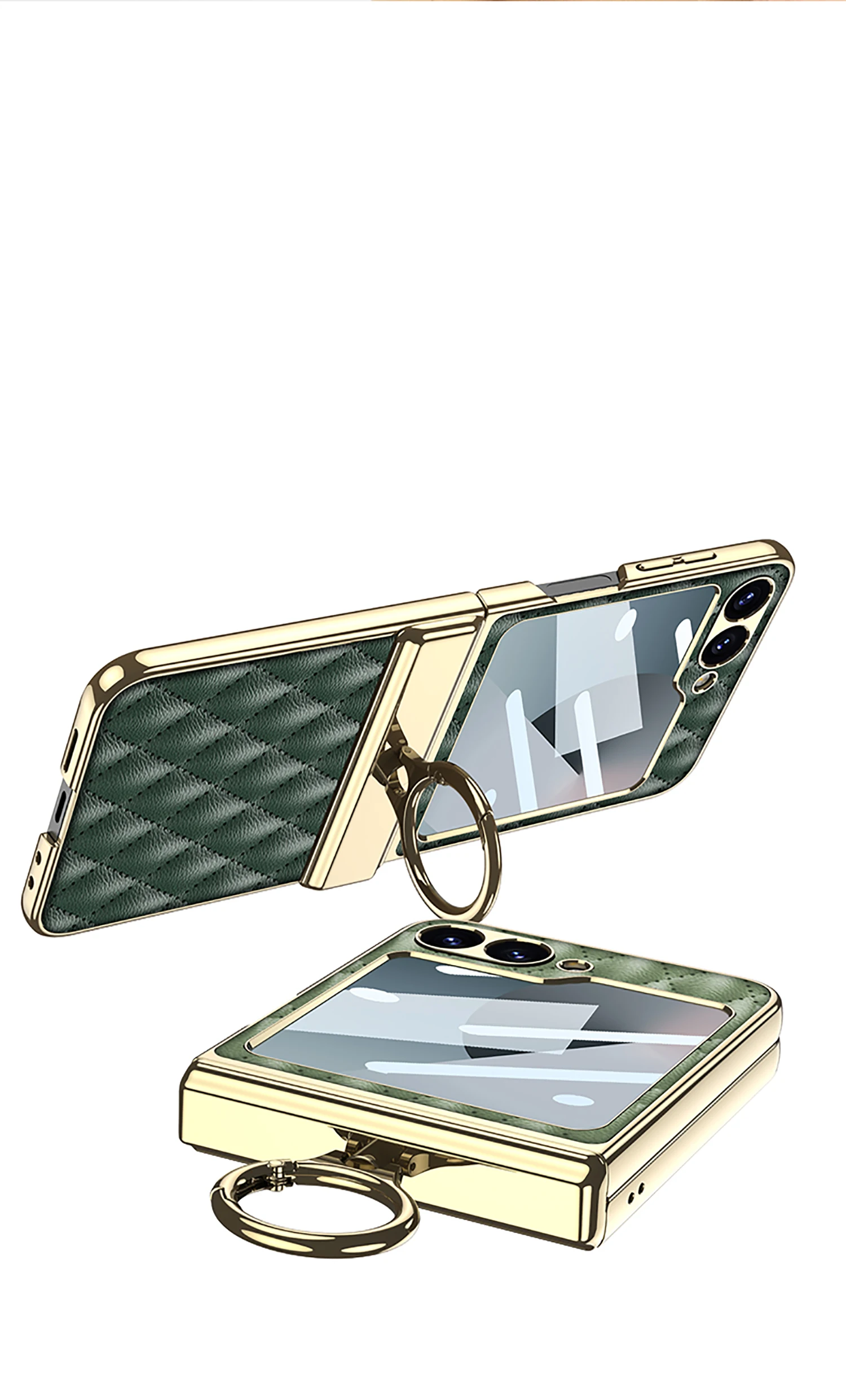 Diamond Leather Ring Holder Case For Samsung Galaxy Z Flip 6 Magnetic Hinge Scre