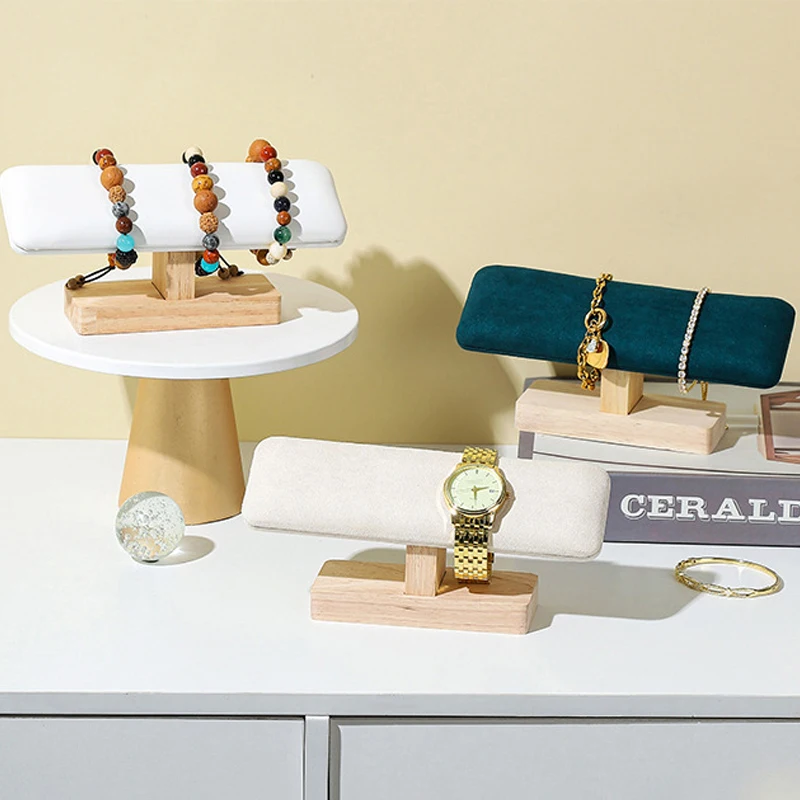 Watch Display Stand 1Pc Wooden Watches Display Stands Base Watch Necklace Bracelet Organizer Rack Bangle Scrunchie Headband Showcase