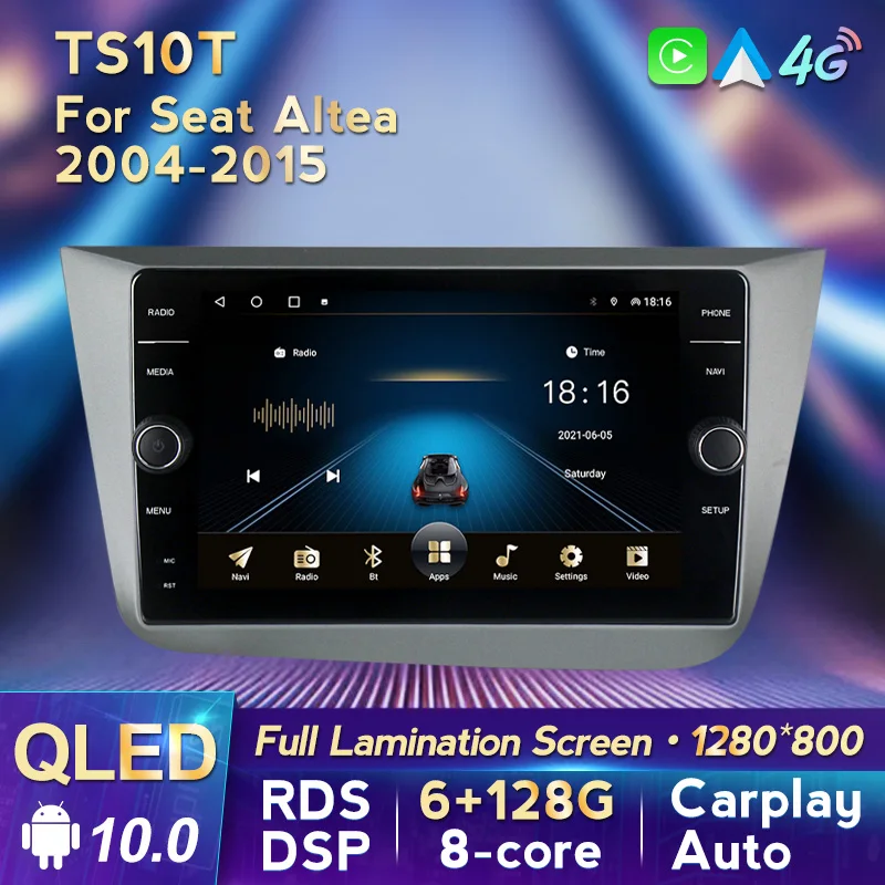 Android 10 6 + 128G 8-ядерный QLED экран Автомобильный Радио плеер для Seat Altea 2004-2015 Стерео GPS