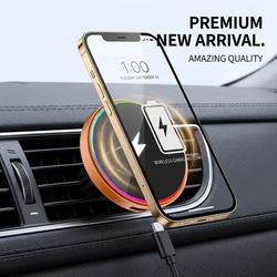 Magnetic Wireless Car Charger with Fast Charging and 360° Rotating Universal Mount (Beige)