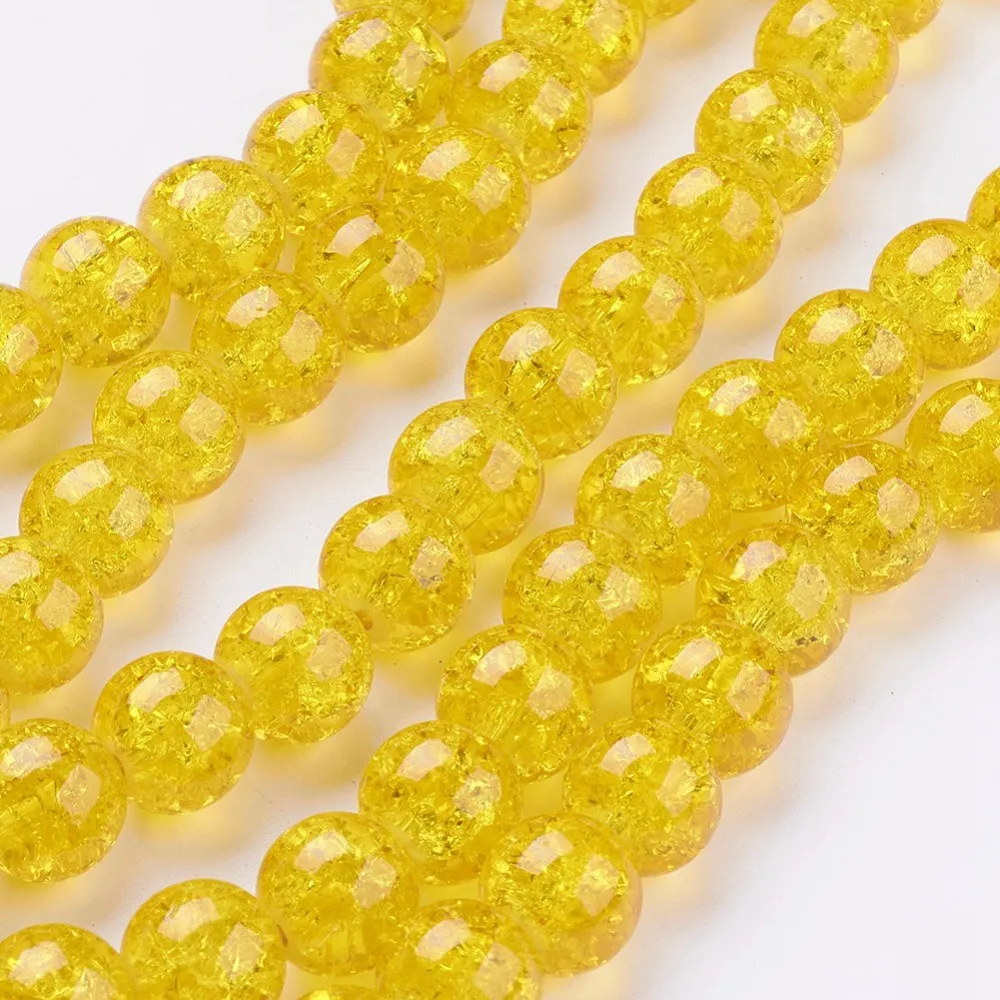 

1Strand Gold Transparent Crackle Glass Round Beads Strands 10mm Hole: 1.3~1.6mm about 80pcs/strand 31.4 inch