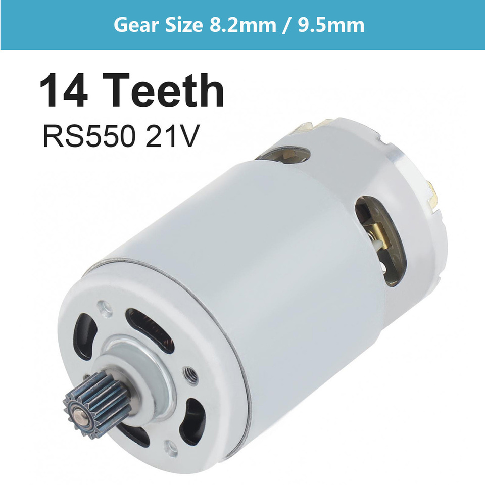 RS550 DC Motor 8.2mm /9.5mm 14 Teeth Gear Micro Motor 21V 25000RPM Electric Saw Motor for Rechargeable Hand Saw / Electric Drill