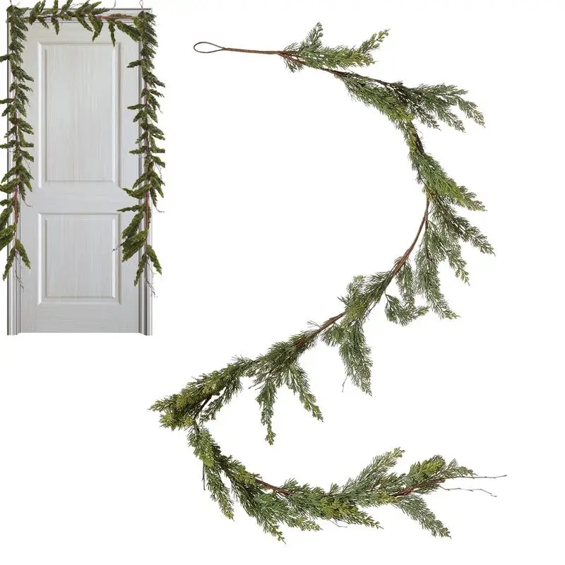 

Christmas Garland Decor Realistic Fake Cedar Pine Garland Artificial Cypress Vines Garland Decor For Wall Room Background Indoor