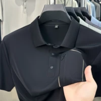 Polo elástico de secado rápido para hombre, Camiseta deportiva transpirable ajustada con solapa de manga corta y bolsillo con cremallera, informal de negocios para verano