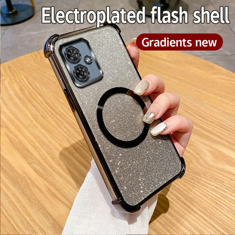 Luxury Electroplated Clear Magnetic Wireless Charging Phone Case - Transparent Plating Cover