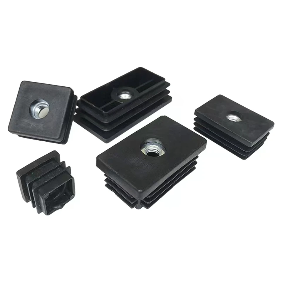 Tappi Per Tubi Rettangolari 40x20mm - 10 Pezzi Nero, In Polietilene