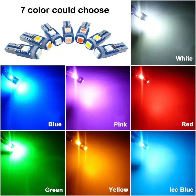 10Pcs T5 Led Bulb W3W W1.2W Led Canbus Car Interior Lights  Dashboard Colorful Indicator Wedge Auto Instrument Lamp 12V - Image 3