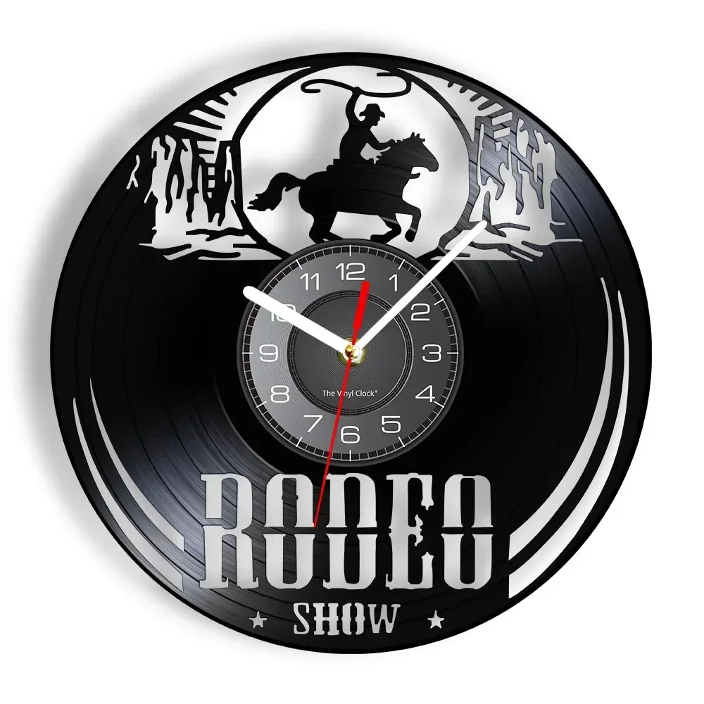 

Freedom Rider Rodeo Guy Wall Wall Clock Wild Rodeo Life Cowboy Vinyl Record Wall Clock Vintage Western Equestrian Riding Clock