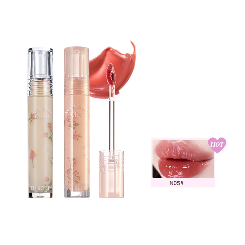 FLORTTE Glow Lip Glaze First Kiss Dew Vitamin Long-Lasting Lip Gloss Lipstick Make Up Mirror Lipgloss Lip Gloss Lip Makeup Lip Glaze