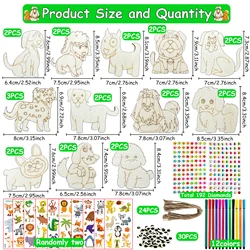 Dog - Themed Wooden Craft Kit: 24 Unpainted Dogs for DIY Projects and Party Decorations (Brown)
