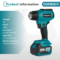 Yofidra 550℃ Hot Air Gun 2 Gears Adjustable LED Display Cordless Efficient Industrial Home Heat Gun Tools For Makita 18V Battery 2
