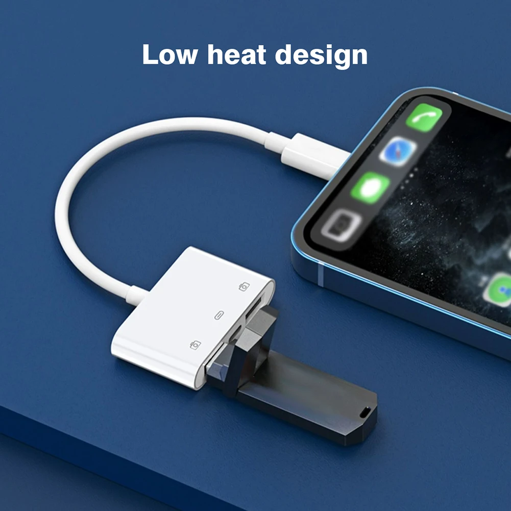 라이트닝-USB 카메라 어댑터(충전 포트 포함) 아이폰 17 16 15 Pro 아이패드용 휴대용 카드 리더 USB 플래시 드라이브