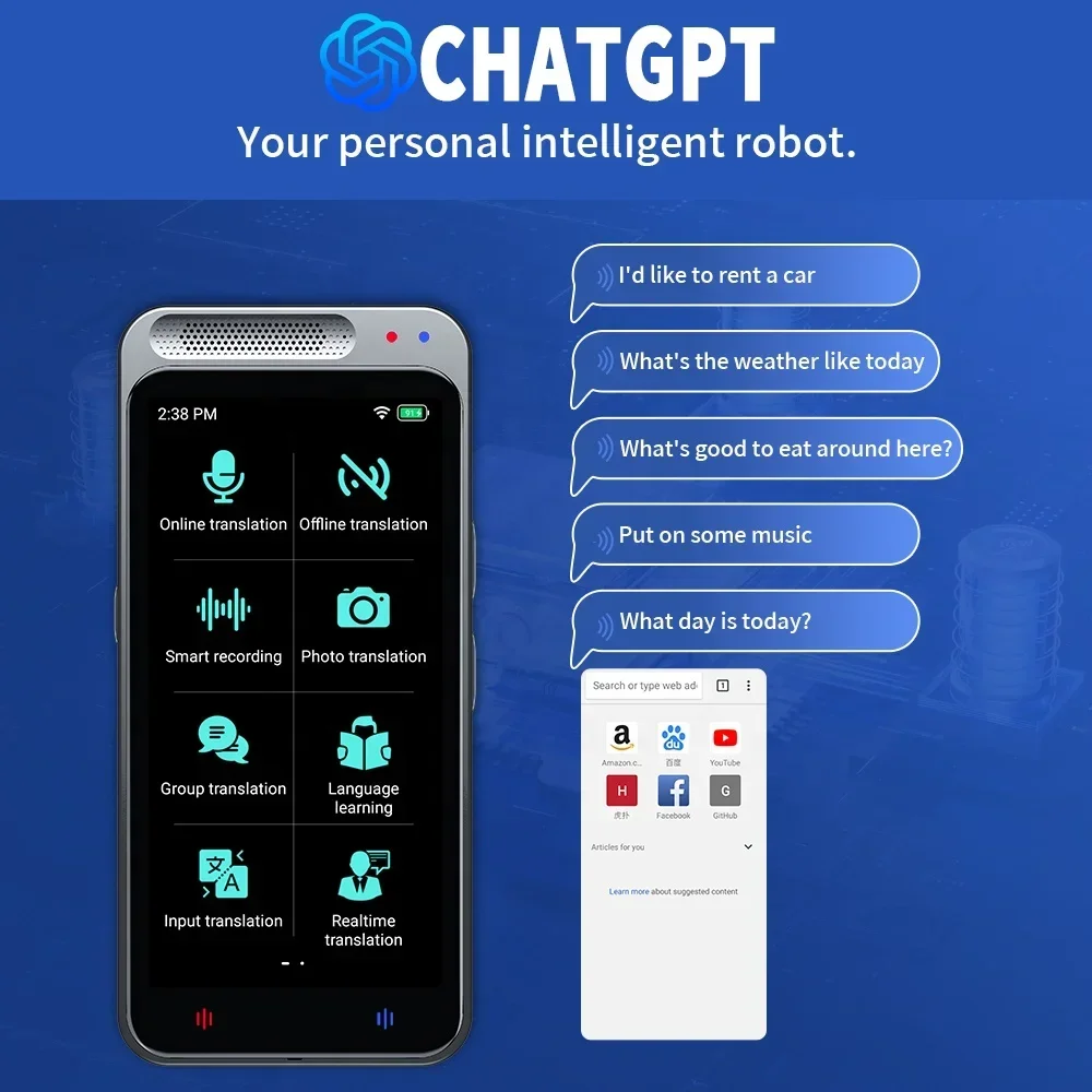 Chat-GPT VORMOR Z6 Voice Translator AI intelligent Speech Translation Machine Two-way Instant Simultaneous Interpretation