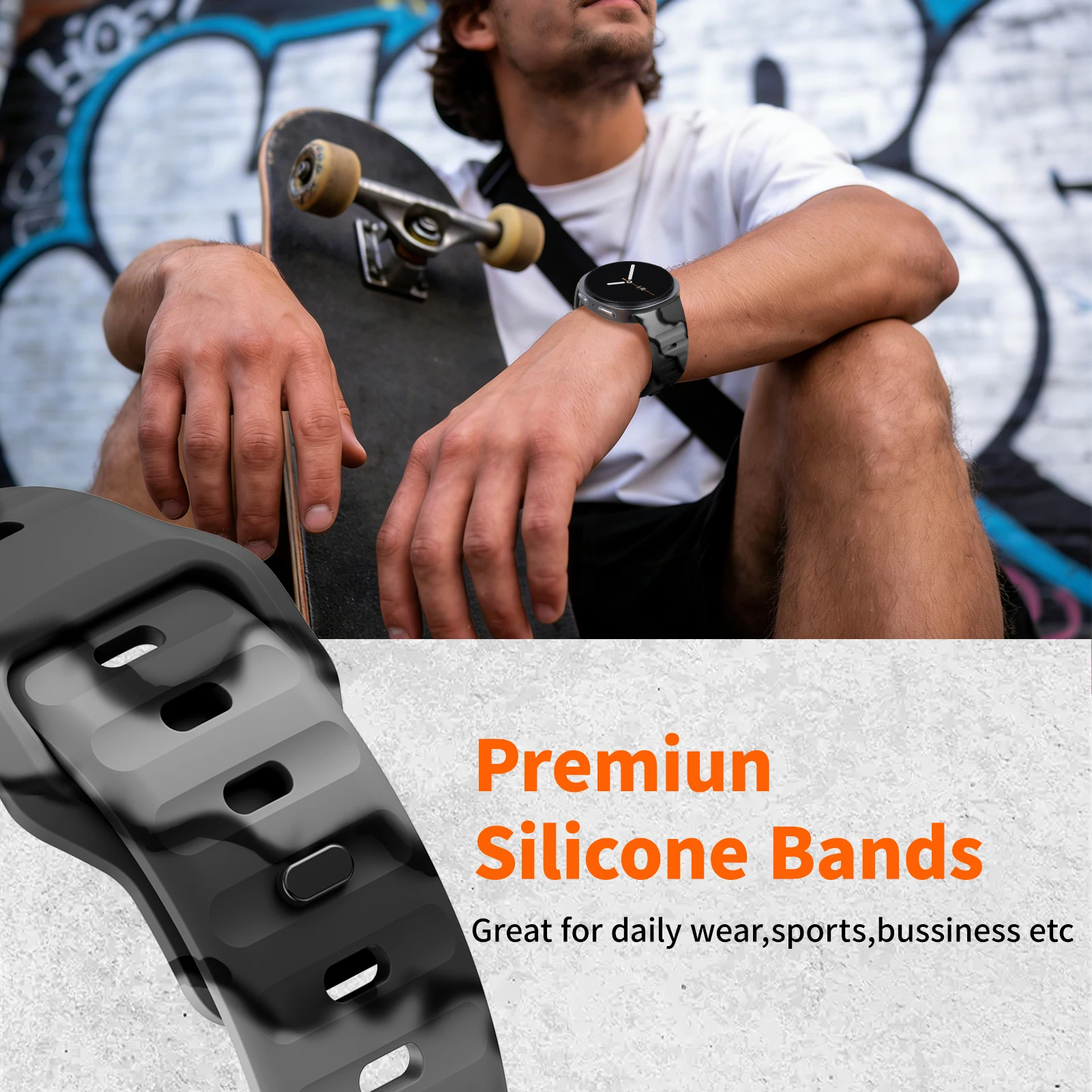 Rugged Silicone Sport Band - Enhanced Strap