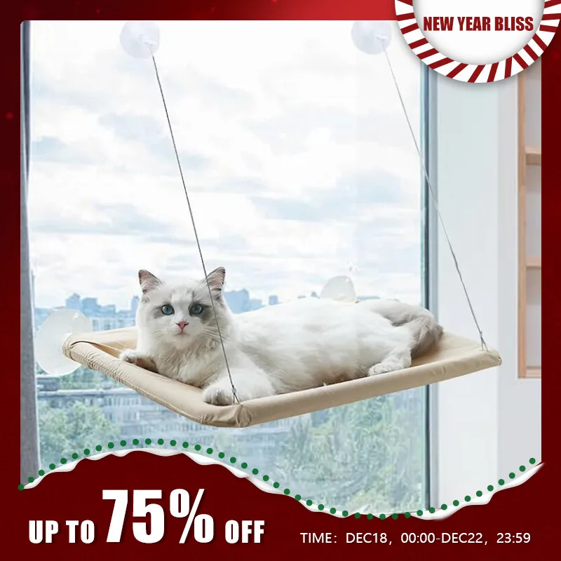 Gato plegable ventana perca cama hamaca ventana gato pared percha asiento hamaca con 4 tazas de succión fuerte