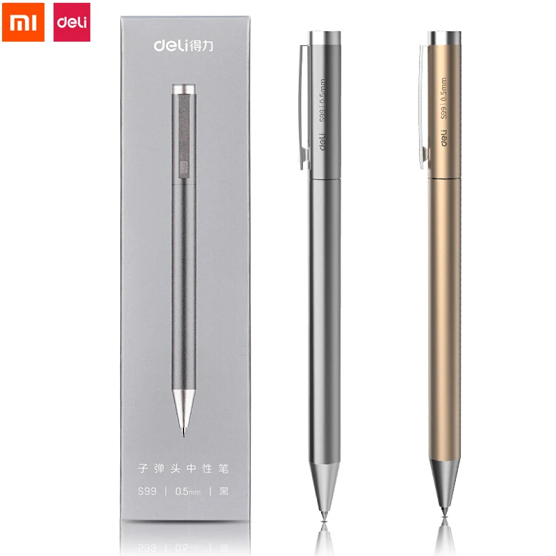 Xiaomi Deli Metal Ballpen 0.5MM Gel PREMEC Smooth Switzerland Refill Black Ink Writing Pen