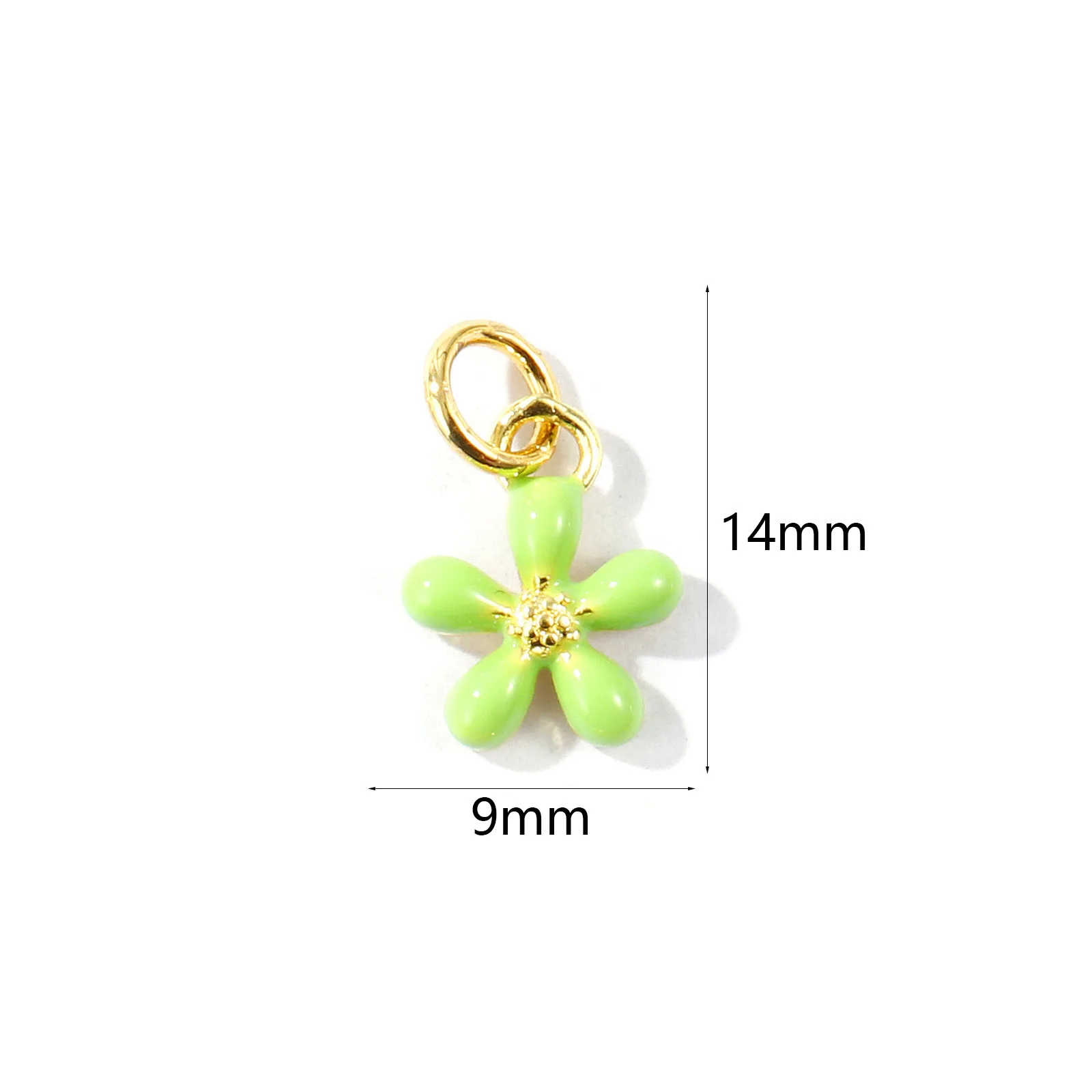 2 Stück Mini-Blumenanhänger, mehrfarbig, Emaille, Messing, 18 Karat vergoldet, Anhänger für DIY-Halsketten, Ohrringe, Schmuckzubehör, 14 x 9 mm – Detail 7