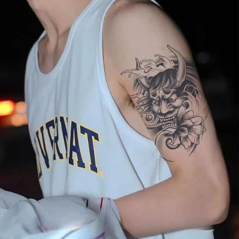 

Татуировка Hannya травяной сок, наклейка для фестиваля, водостойкие прочные искусственные татуировки для женщин, оптовая продажа, милые, крутые, сексуальные, детские, художественные татуировки