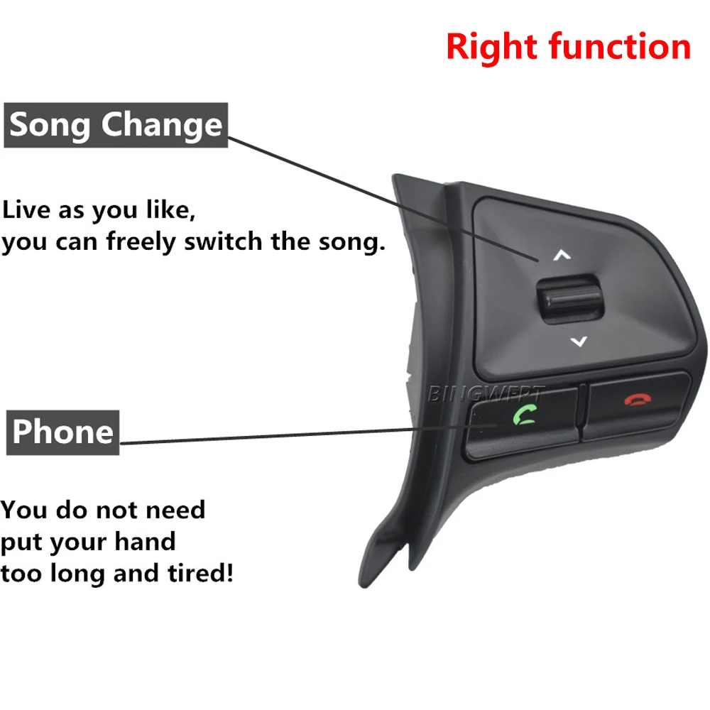 Car Styling Multifunctional Steering Wheel Control Button Audio Phone Volume Switch For Bluetooth For KIA RIO 2011-2014 steering wheel trim cover