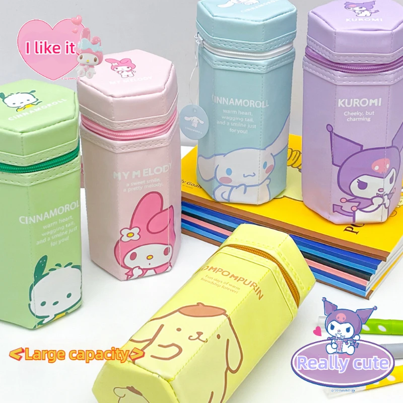 JapaneseSanrio Pencil Case Student Kuromi Storage Box Large Capacity Pen Holder Cinnamoroll Cute Pencil Case My Melody Organizer