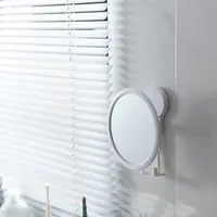 กระจกอาบน้ำแบบไม่มีฝ้าสำหรับโกนหนวดพร้อมที่ยึดมีดโกนแบบดูดและอุปกรณ์เสริมกระจกแขวนในห้องน้ำขนาดเล็กแบบหมุนได้ 4