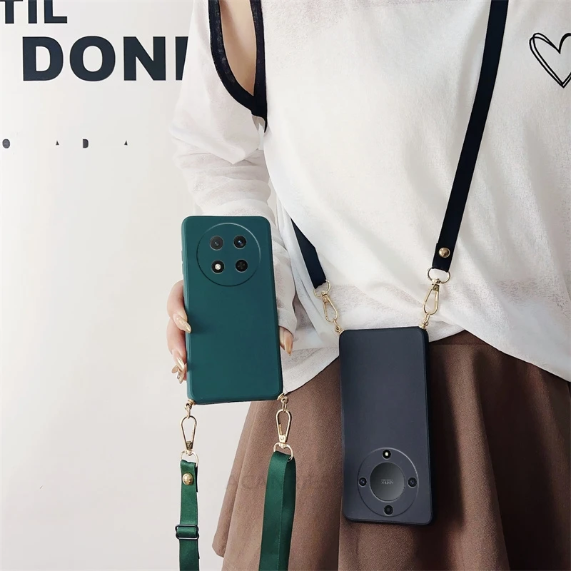 Liquid Silicone Crossbody Lanyard Phone Case with Necklace Strap Cord