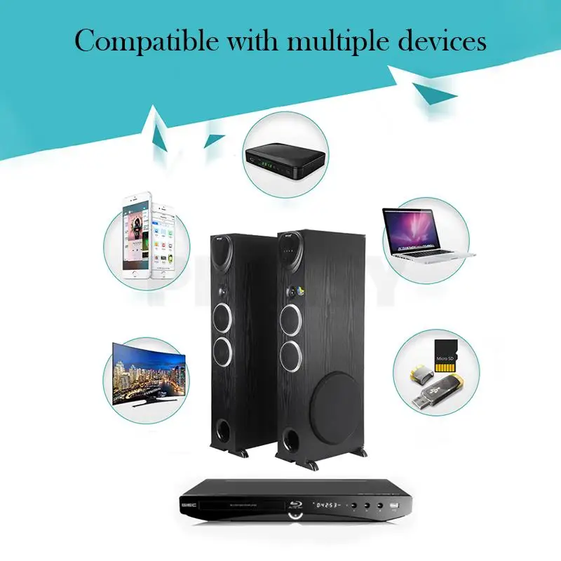 A Pair High-power 10 Inch Floor-standing Three-way Speaker 2.1 With Dual Bass Home Theater Hifi Bluetooth Active Speaker 200W