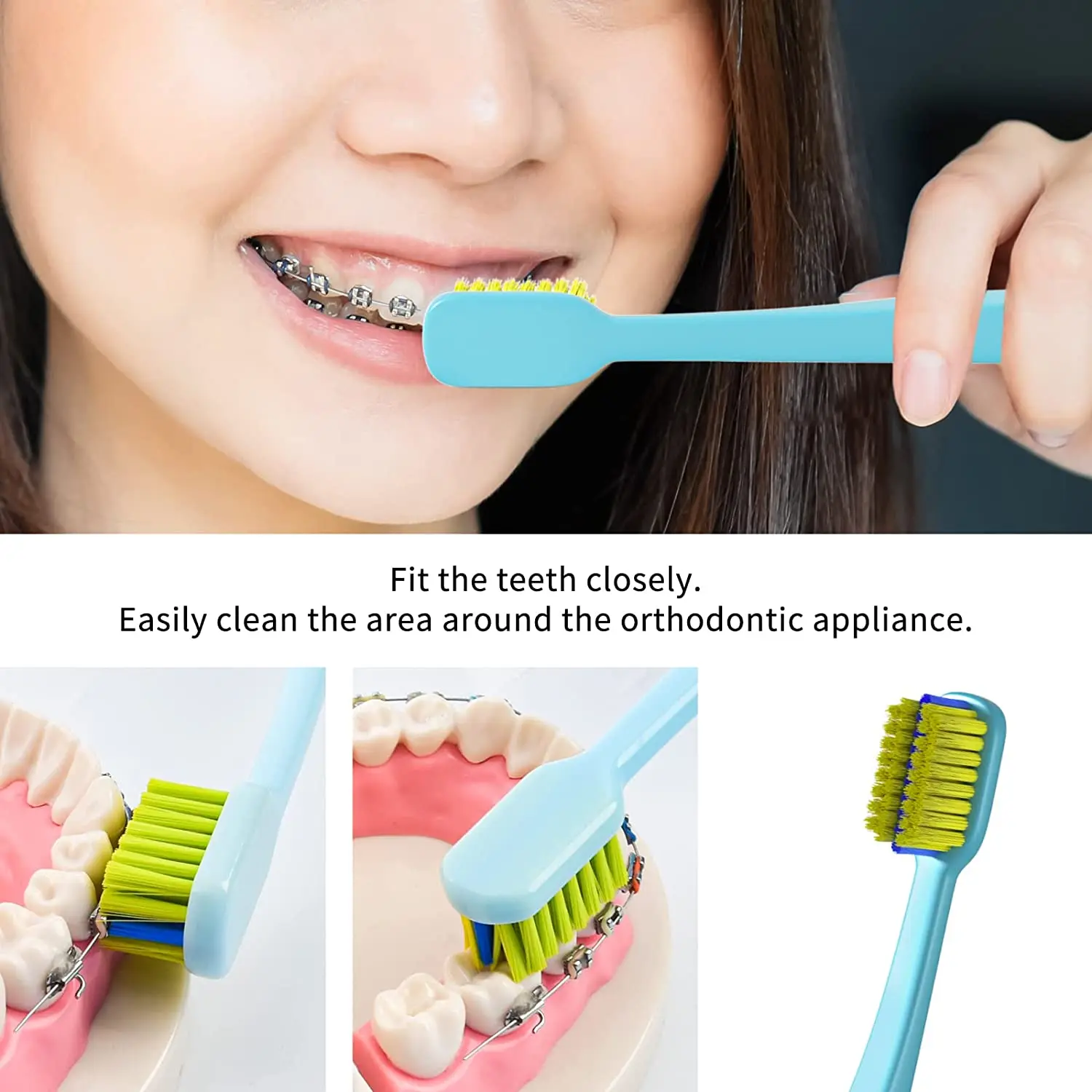 1/2 Pcs Orthodontic Toothbrush 2 Color For Braces U-Shaped Soft Bristle With Head Cover Free Interdental Brushes soft toothbrush manual toothbrush