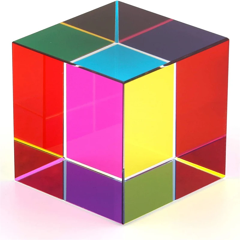 Color Cube Crystal Prism Desktop Toy Ornament Mixed Cube for Learning Decoration Home optical prisms,photography prism