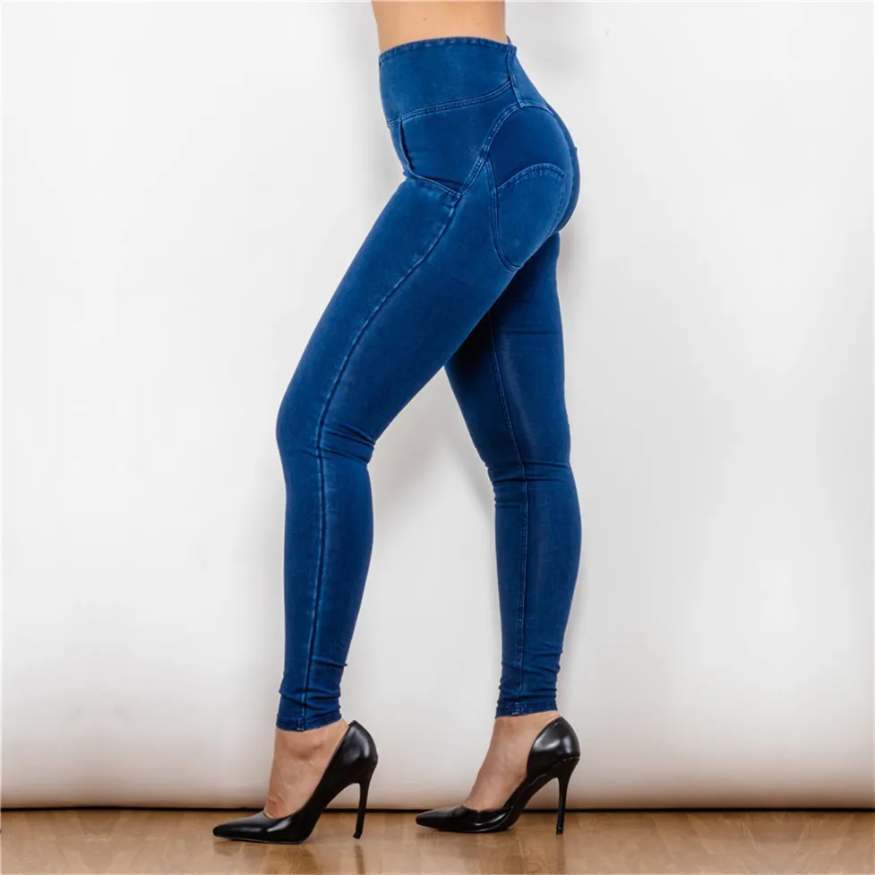 Shascullfites High Rise Zipper Fly Sexy Push Up Jeans Woman Summer Autumn Cotton + Spandex Full Length Denim Jeans