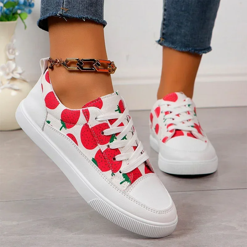 

Женские кроссовки с принтом, осенняя спортивная обувь на плоской платформе, дизайнерская прогулочная обувь для бега, новая женская обувь со шнуровкой, 2024