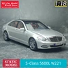 Motorhelix 1:18 for Benz S-Class S600L W221 car model Silver alloy all open 1